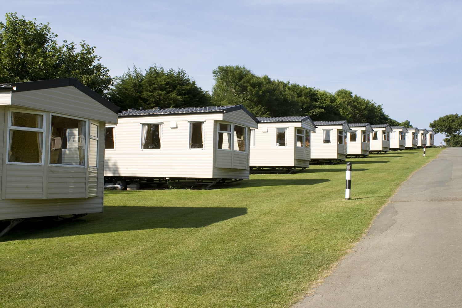 Row of static caravans in holiday park